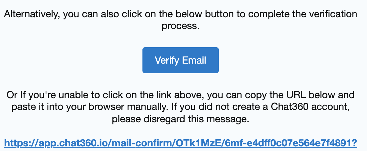 Chat360 Email Verification Process