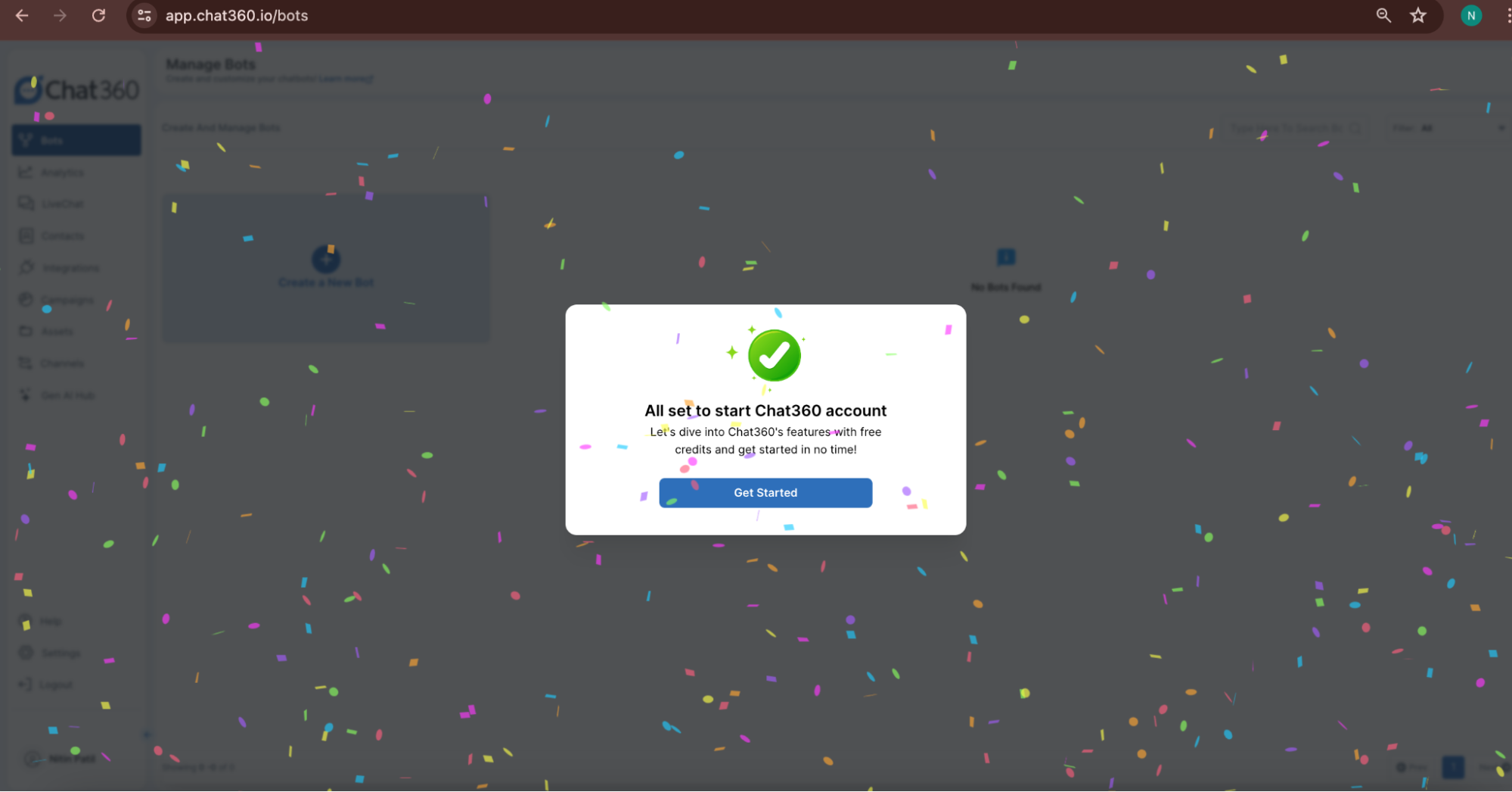 Chat360 account setup Step 4: Confirmation and Platform Setup