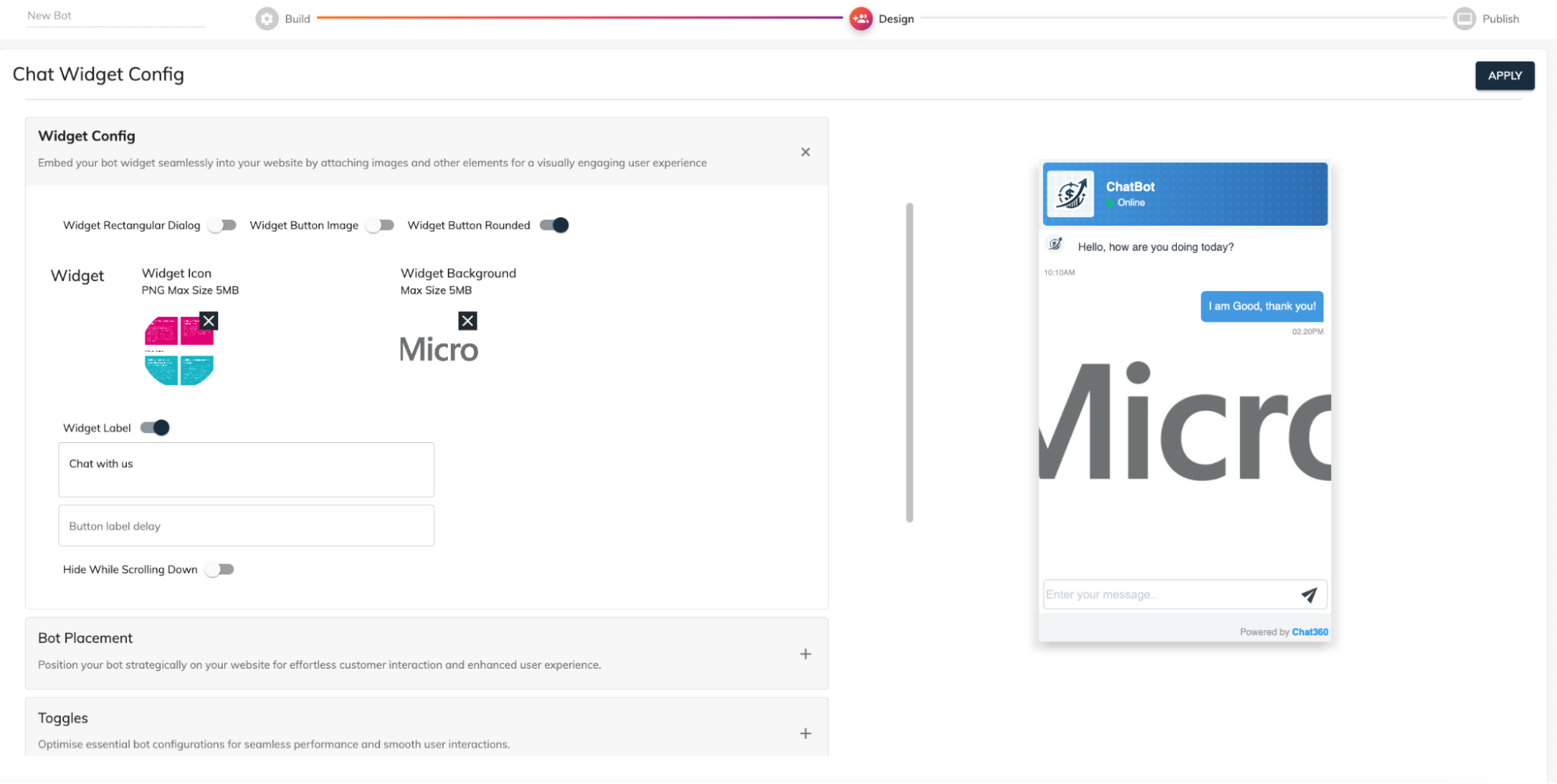 Header Customization Chat Widget Configuration