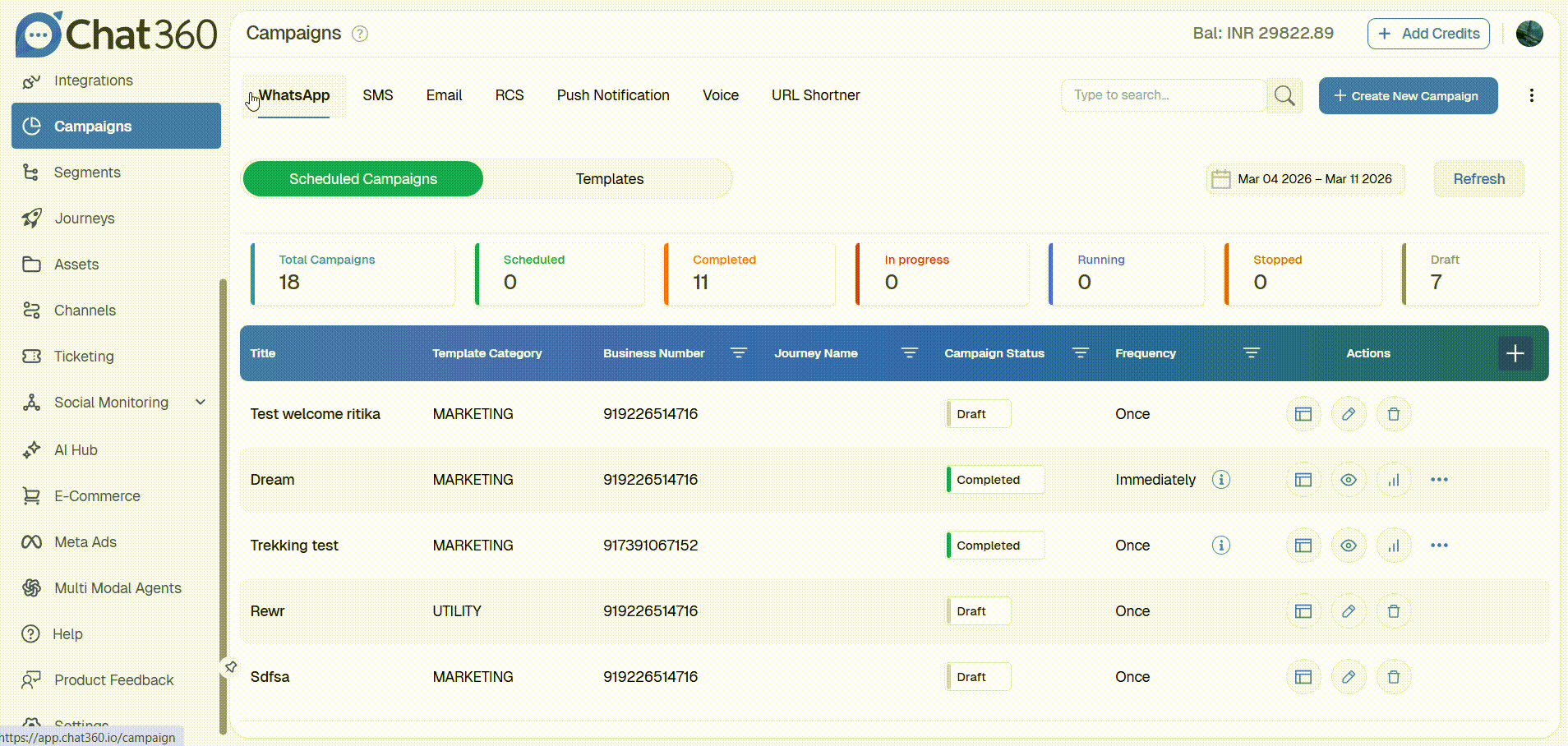 Step to create an SMS campaign