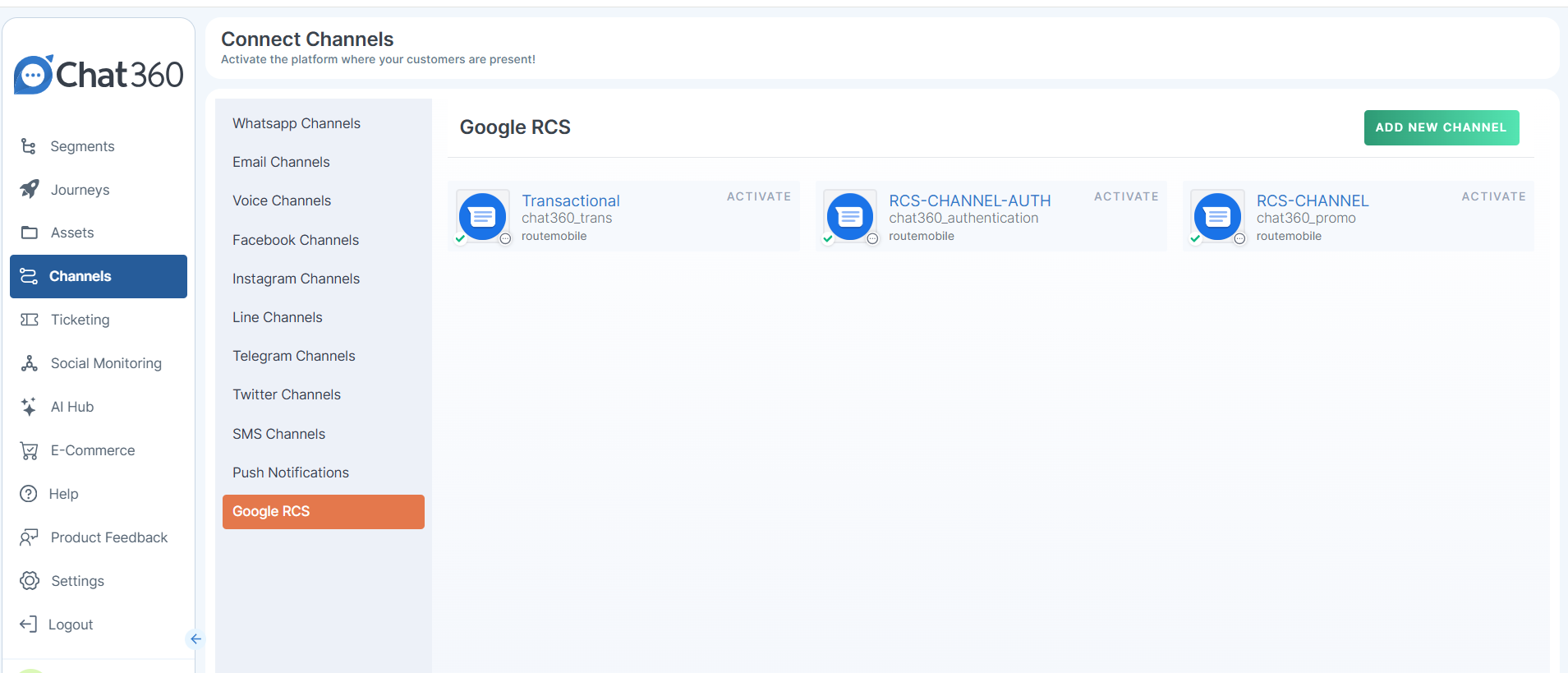 Configuring an RCS Channel