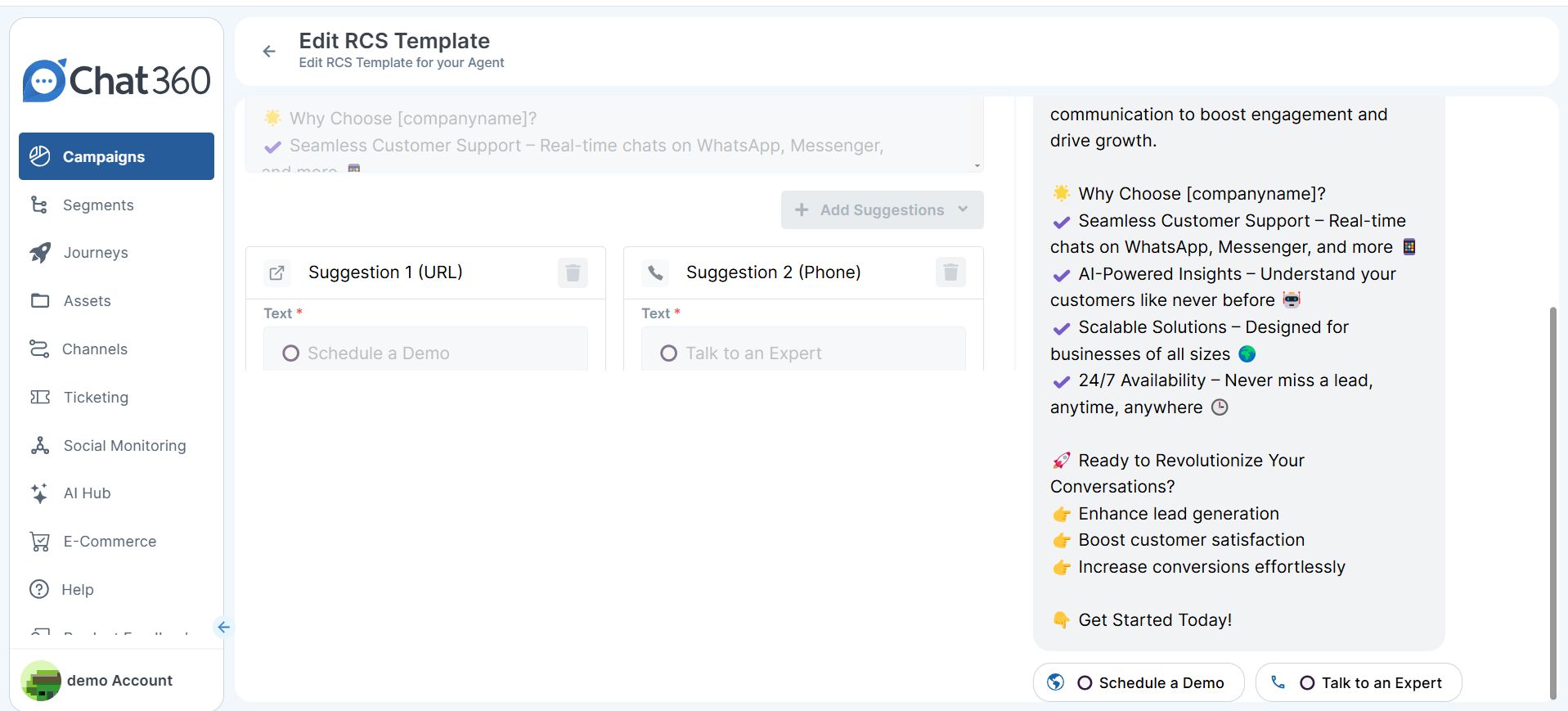 Configuring an RCS Channel