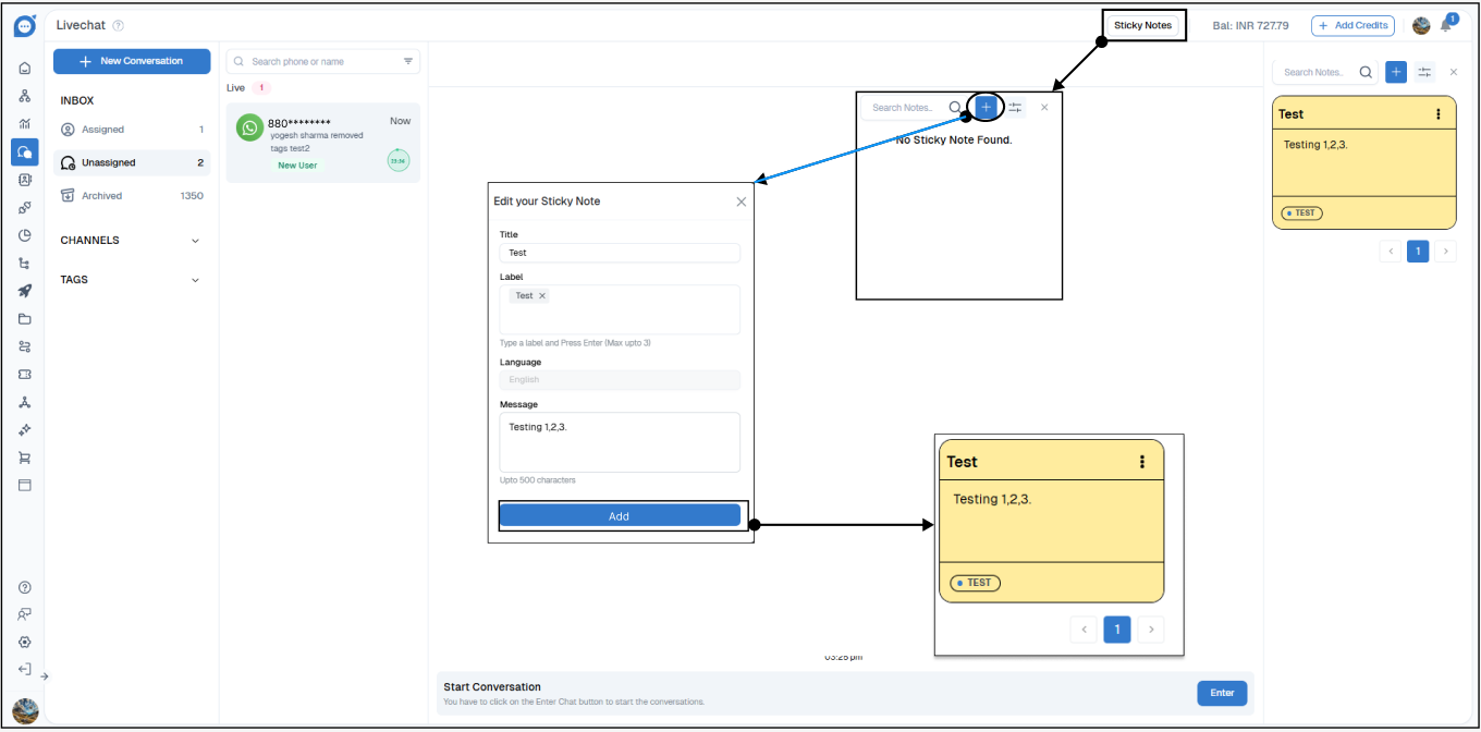 How to Use Sticky Notes in Live Chat
